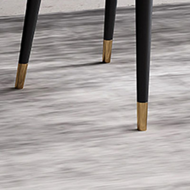 Glam Style Parsons Side Chair Leather Indoor Dining Chair with Wooden Base