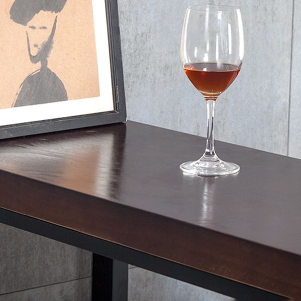 Contemporary Rectangle Bar Dining Table Wood Bar Height Table with Iron Base in Black