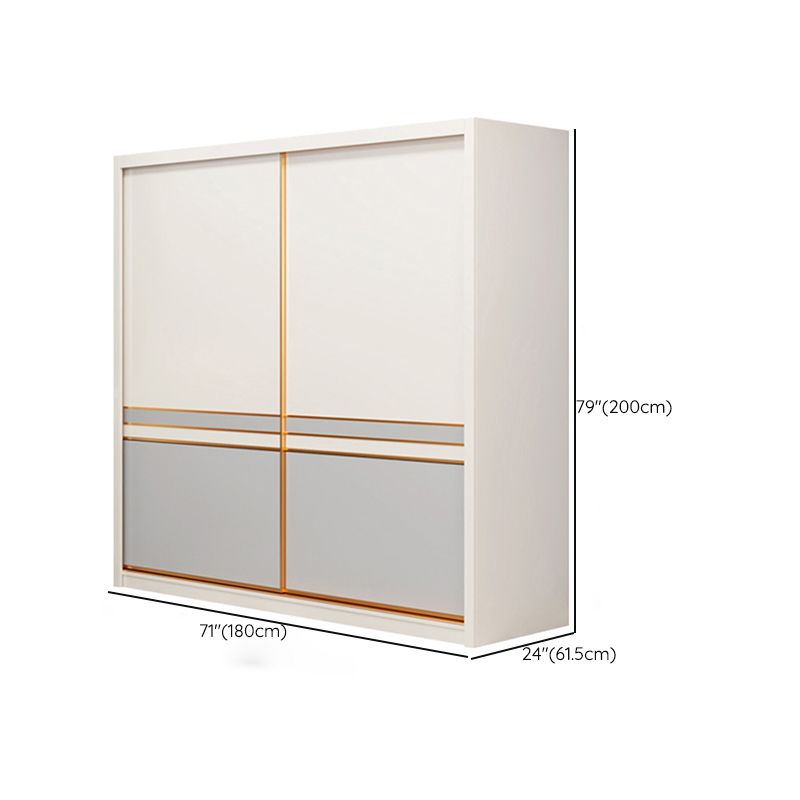 Bedroom Storage Cabinet Coastal Wooden Sliding Doors Wardrobe Armoire