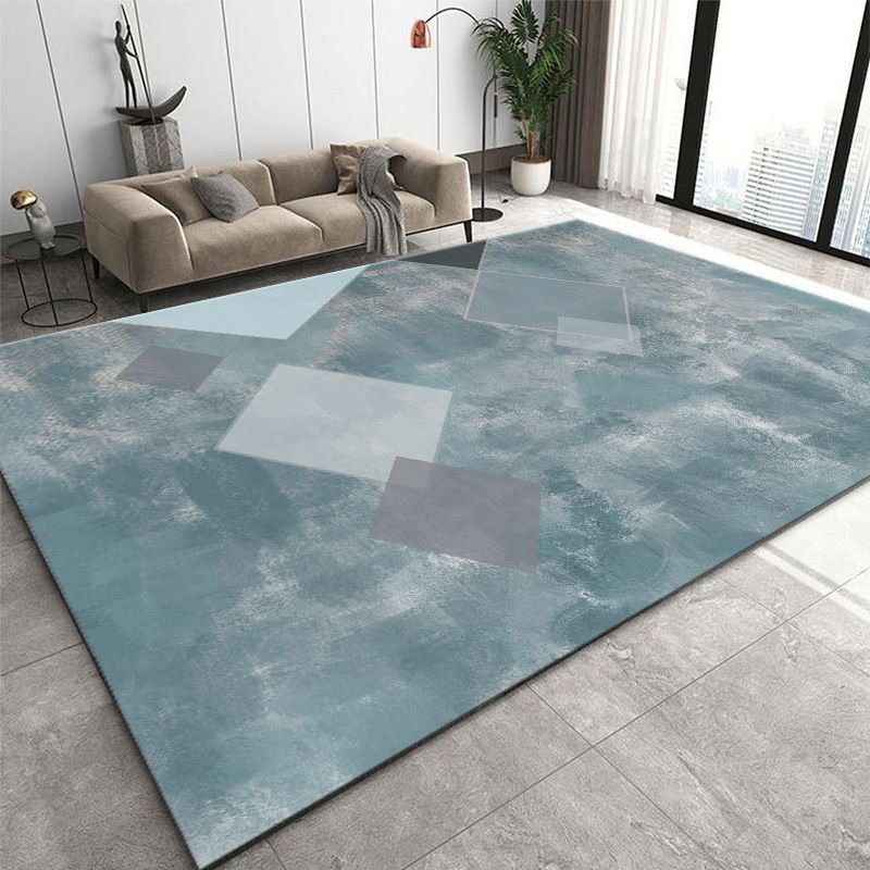 Geometric Indoor Rug Modern Contrast Panel Rug Living Room Polyester Carpet with Non-Slip Backing