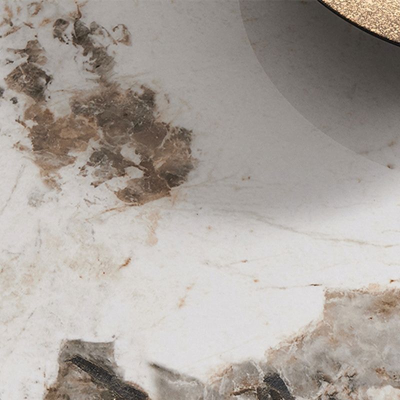 Stone Top Coffee Table with Black Metal Legs for Living Room