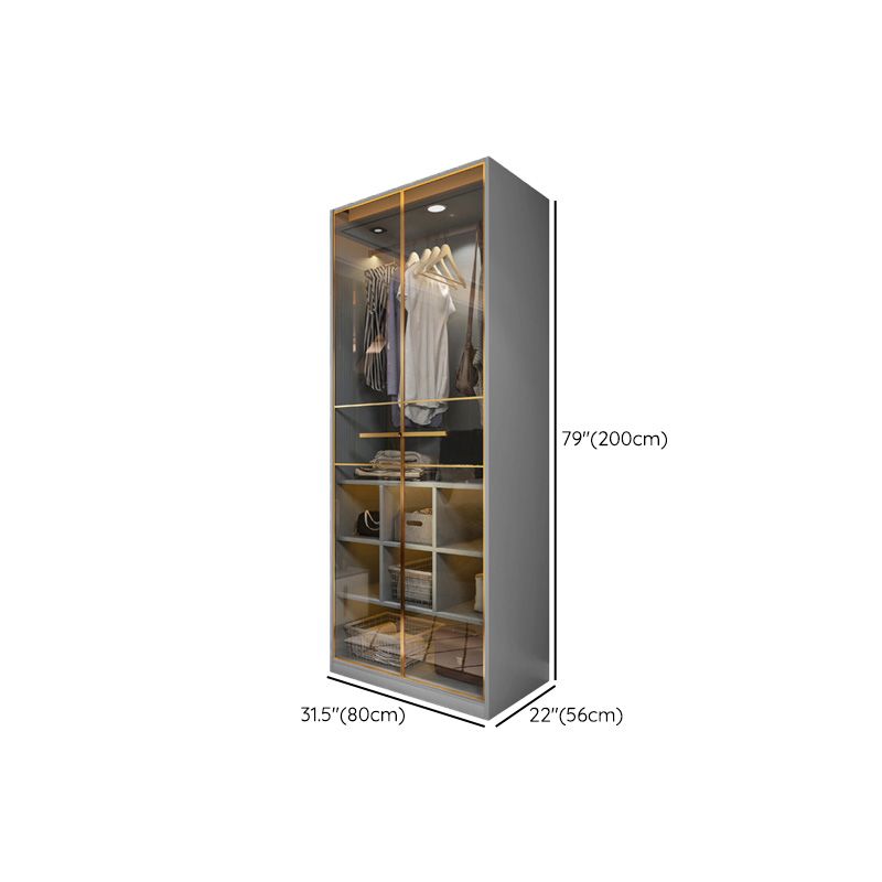 Modern Wooden Wardrobe Cloth Rod Included Wardrobe Closet with Soft Close Door