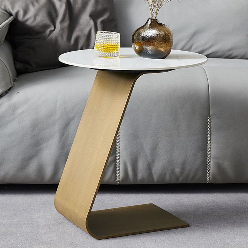 Modern Round Coffee Table Pedestal Slate Coffee Table in White