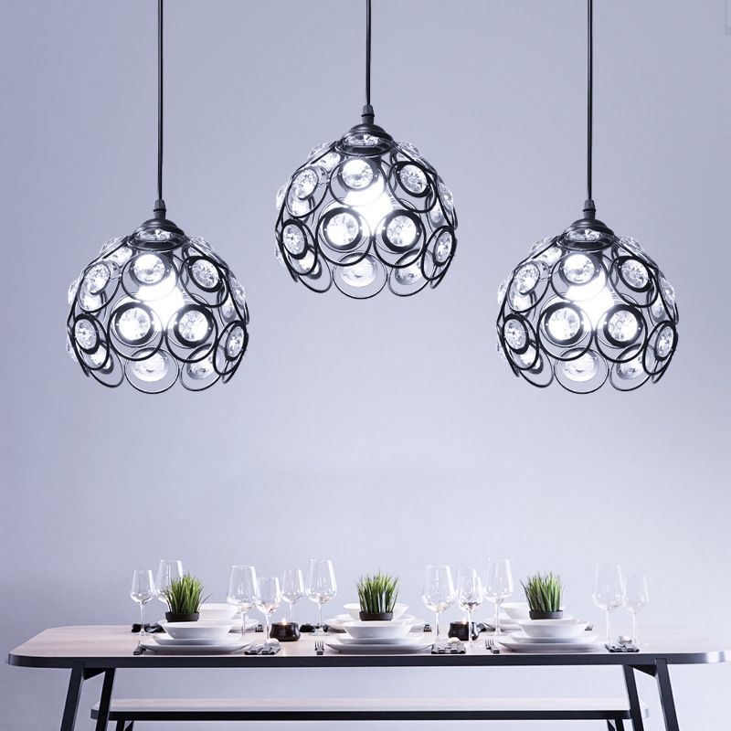 Cristal incrusté orbe suspendu luminaire d'éclairage de style moderne pour salle à manger