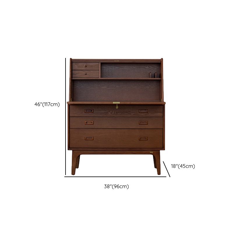 Mid-Century Modern Wood Accent Chest in Ash 46" Tall 5 Drawers Cabinet