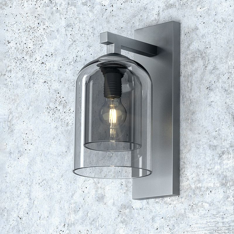 Single Modernism Silver Finish Wall Mounted Sconce Glass Shaded Wall Light