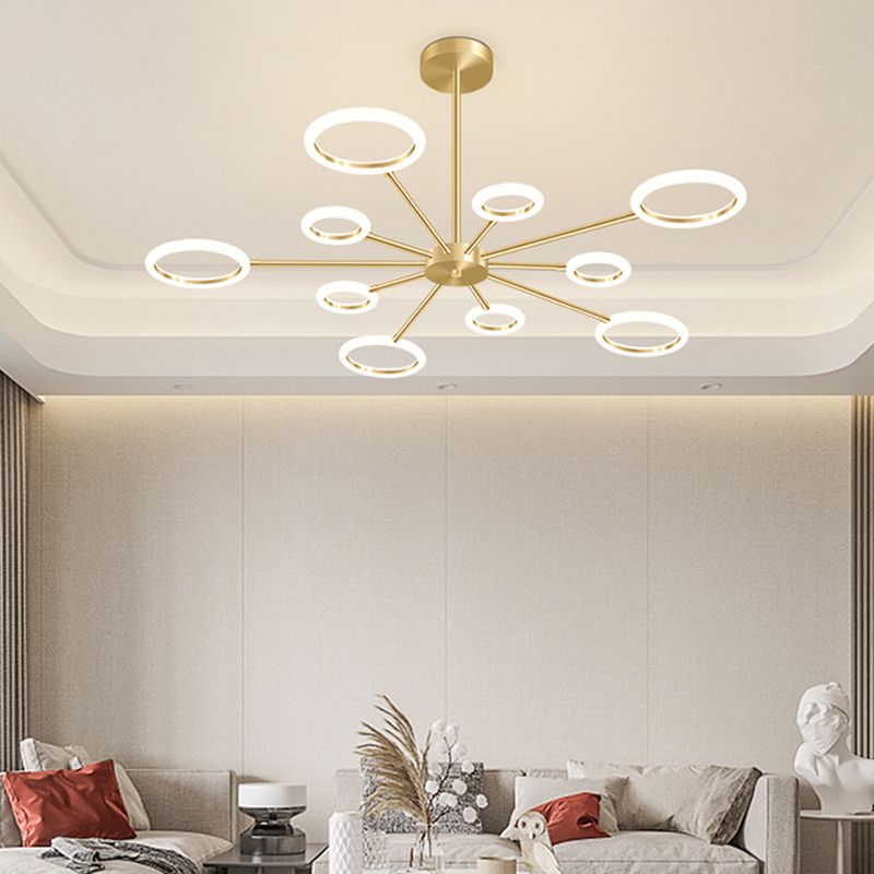 Acrylic Gold LED Pendant Light in Modern Artistic Style Lacquered Metal Chandelier for Living Room