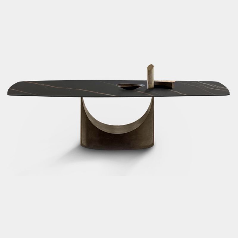 Mesa de comedor de piedra sinterizada Rectángulo de estilo industrial Mesa base de un solo pedestal para el hogar