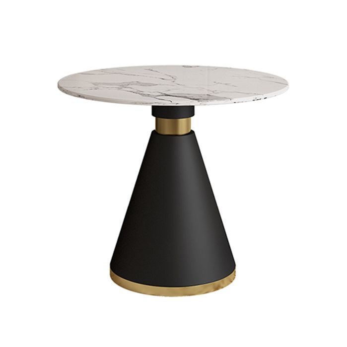 Metal Modern Round Dining Table Sintered Stone Top Table for Dining Room