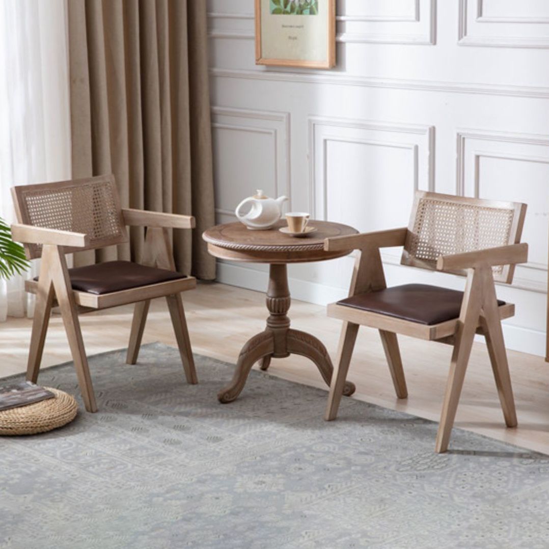 Farmhouse Style Ash Wood Chair Open Back Dining Room Kitchen Arm Chairs Set