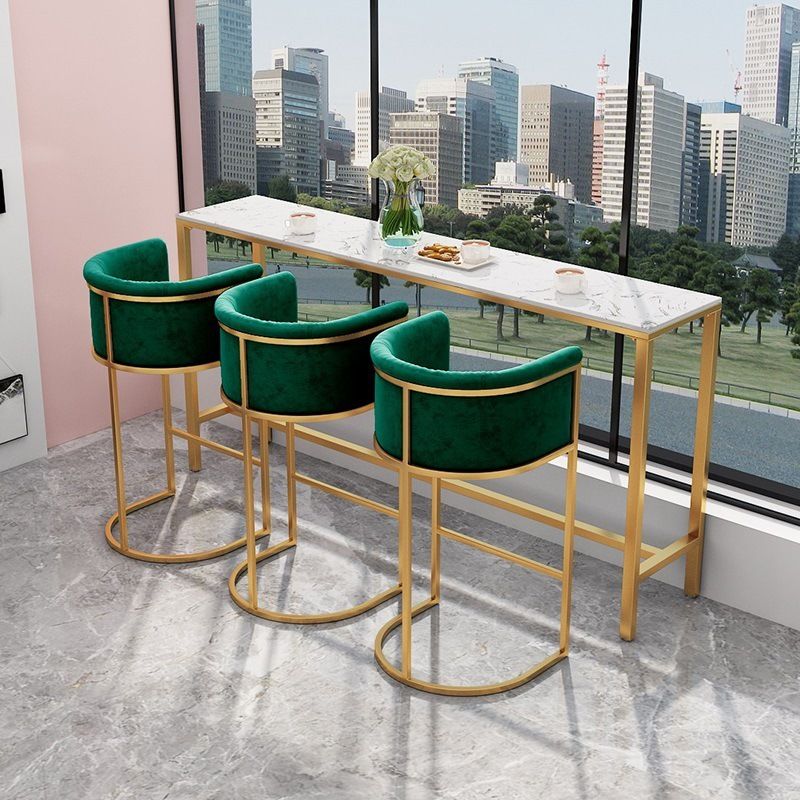 Nordic Glam Rectangle Bar Counter Table Sintered Stone Dining Table