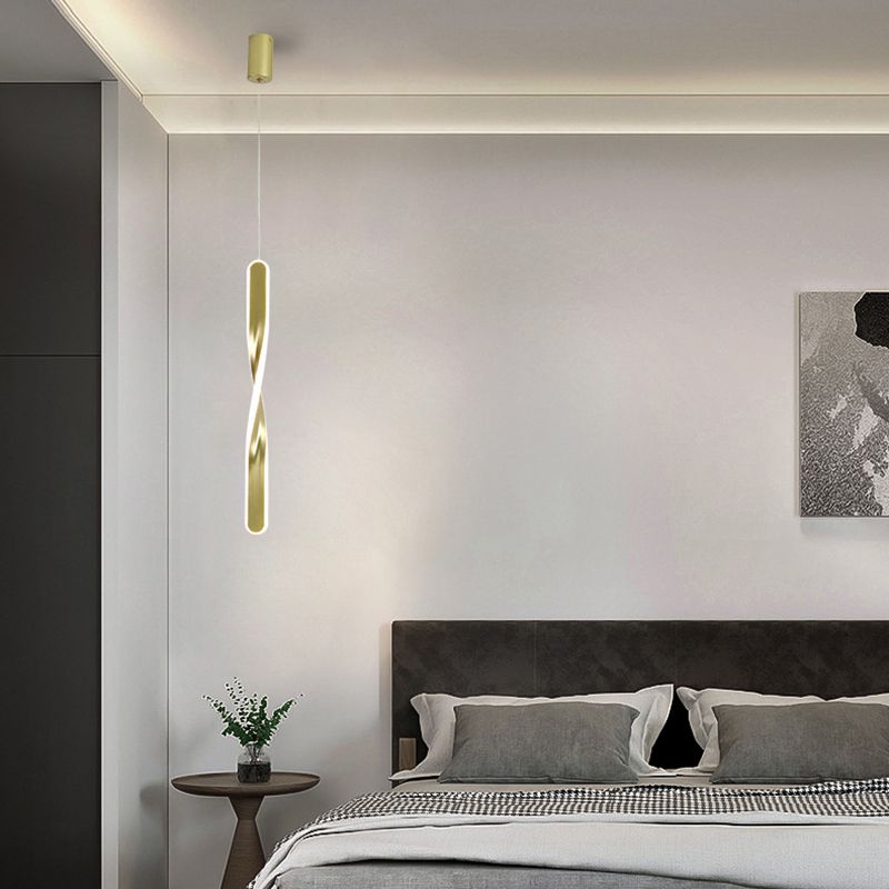 1 Light Linear Hanging Pendant Modern Style Metal Hanging Lighting for Living Room