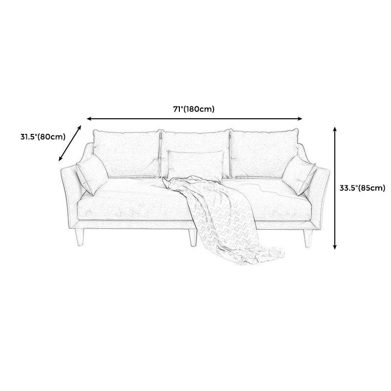 Modern Linen Sloped Arm Sofa with Bolster Pillows for Living Room