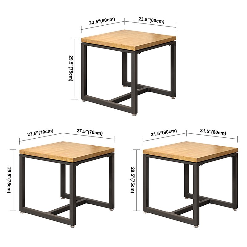 Mesa de comedor de madera maciza de estilo industrial Mesa cuadrada marrón con base de metal para comedor