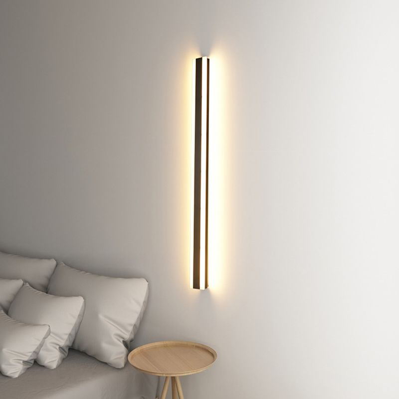 Linear Shape Metal Wall Mount Lighting Modern 1-Light Wall Mounted Light Fixture in Black