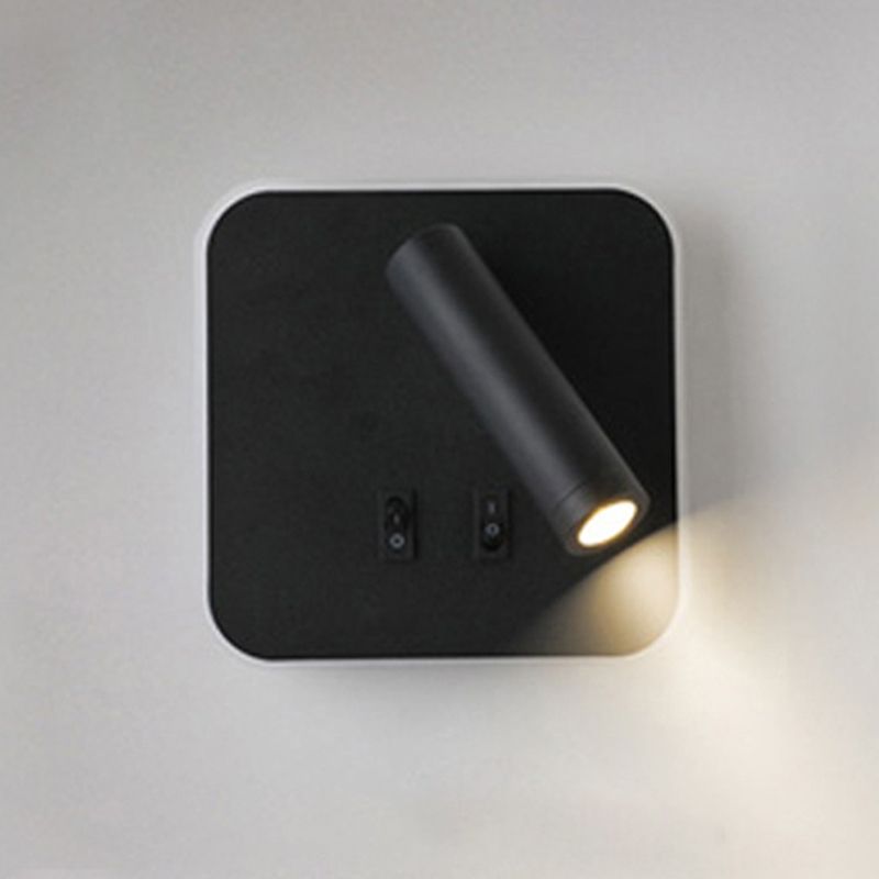 350° Rotatable LED Spotlight Wall Lamp Nordic Minimalism Bedside Reading Lamp with Backplane Night Light Design