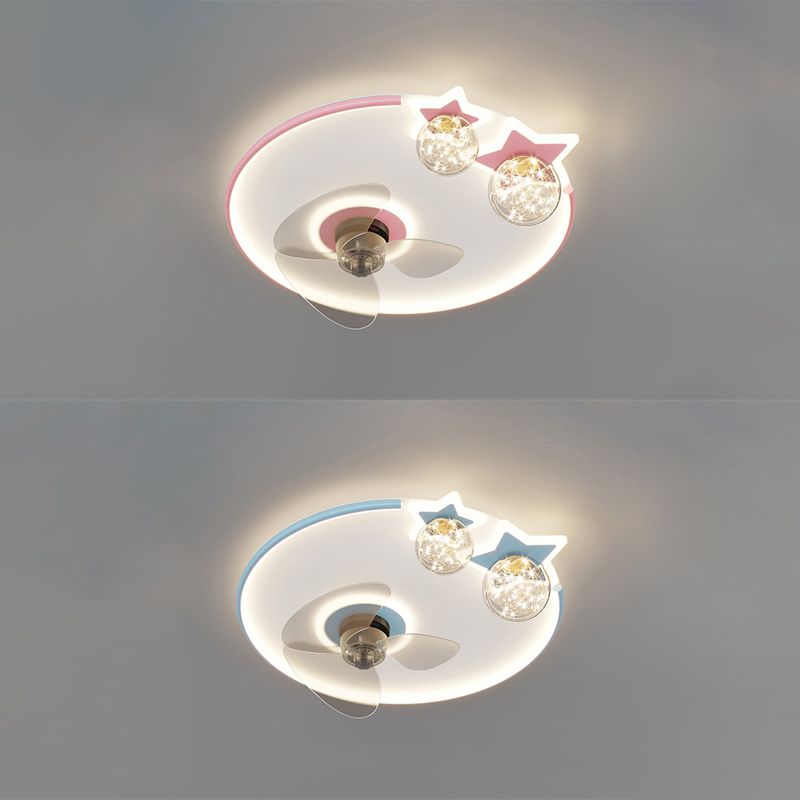 3-Blade Ceiling Fan Children Metallic Polish Finish Fan with Light for Living Room