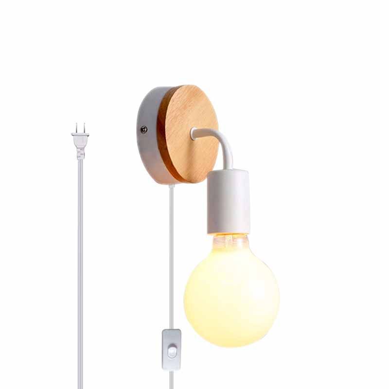Modern Wood Wall Sconce Metal Cylinder Shape Vanity Light for Bathroom