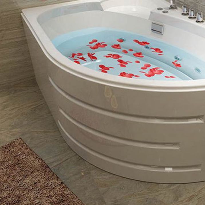 Back to Wall Bath Corner Acrylic Soaking White Modern Bathtub