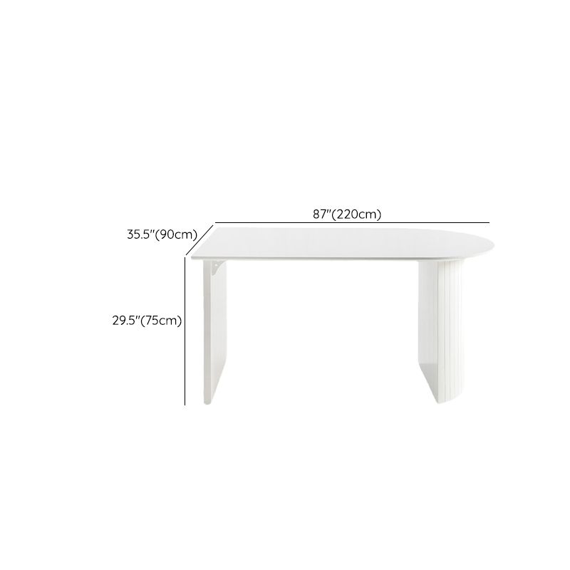 White Dinette Table with Pine Wood Base Modern Free Form Dining Table