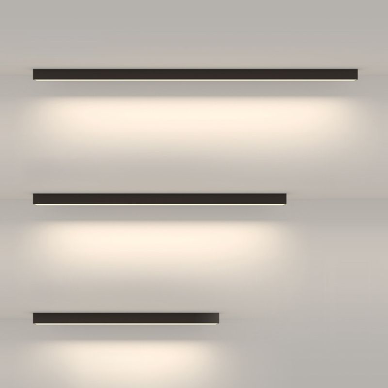 Linear Flush Mount Lighting Simplicity Metal Black Finish Flush Mount LED Light for Bedroom