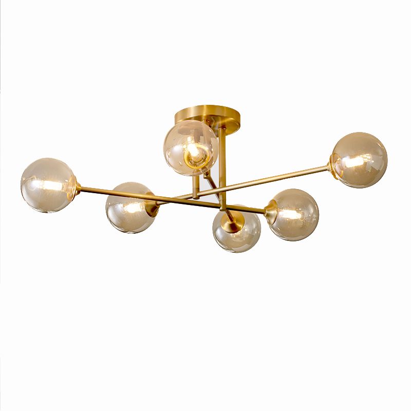 Nordic Style Golden Ceiling Lamp Glass Shade Ceiling Light for Living Room