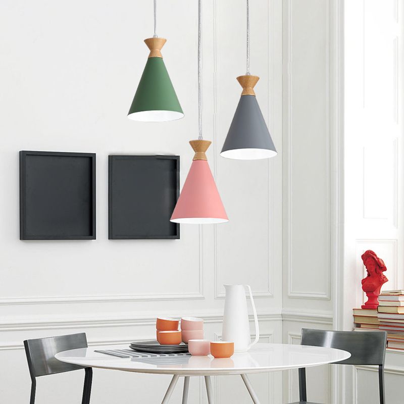 Modern Style Cone Shade Hanging Light Metal 1 Light Hanging Lamp for Bedroom