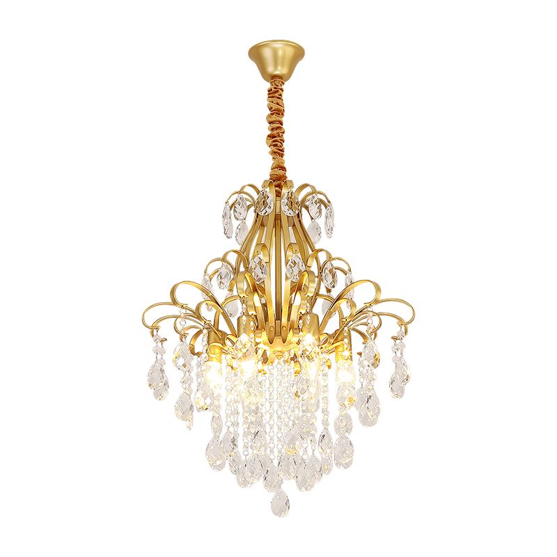 Kristal traanhangende lamp rustieke eetkamer hanger kroonluchter met decoratieve wervelingen
