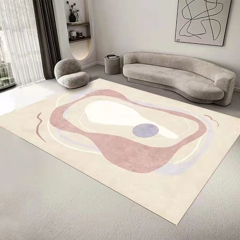 Grey Color Block Rug Polyester Nordic Rug Washable Rug for Drawing Room