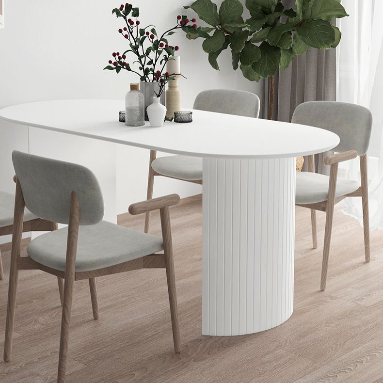 Contemporary Oval Dining Table Pine Solid Wood Table with Double Pedestal for Dining Room