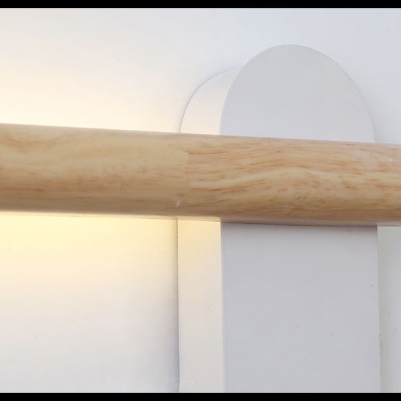Wooden Round Bar Wall Mounted Vanity Light Nordic Style Vanity Fixture for Bathroom