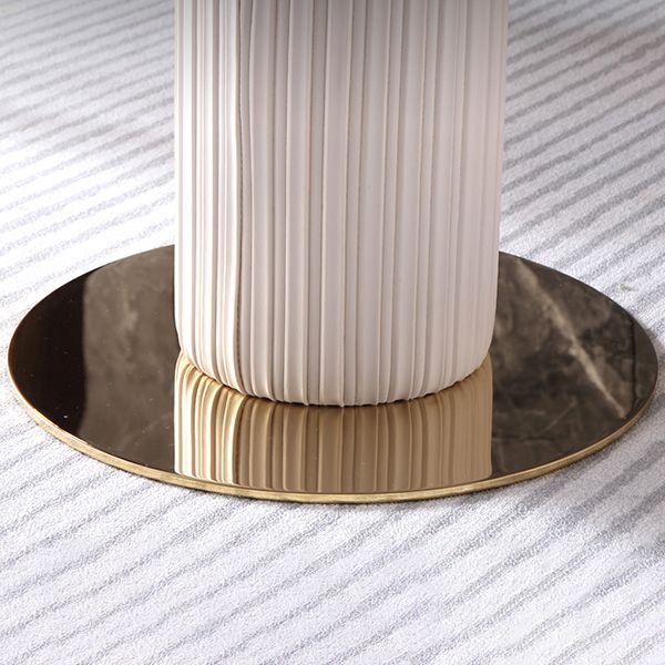 Round Stone Dining Table Traditional Luxury Dining Room Collection with Pedestal Base