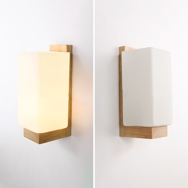 Moderner Stil Rechteck geformtes Wandlampe Holz 1 Lichtwandbeleuchtung Armaturen