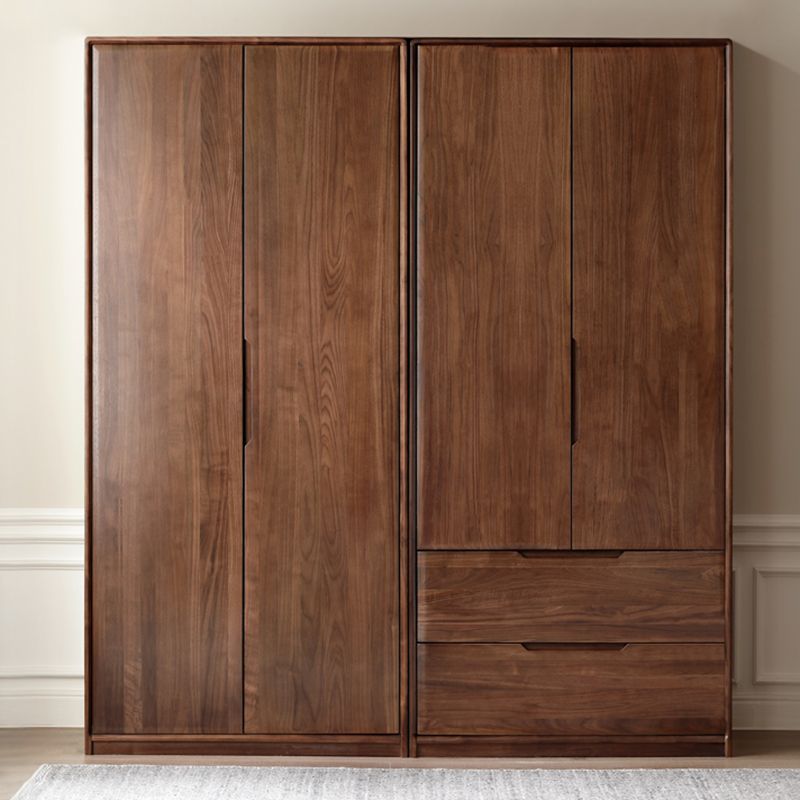 Contemporary Brown Storage Cabinet Solid Wood Wardrobe Cabinet