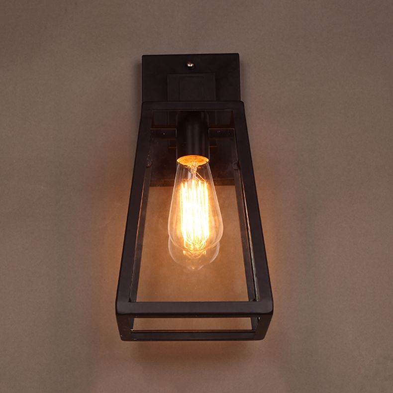 Retro Glass Shade Wall Light Black 1 Light 10.5" High Wall Sconce for Bar