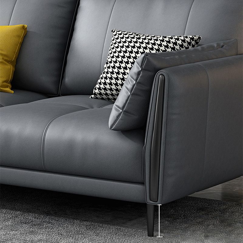 Grey Removable Cushions Faux Leather Straight Arm Sofa/Sectional with Wear-Resisting