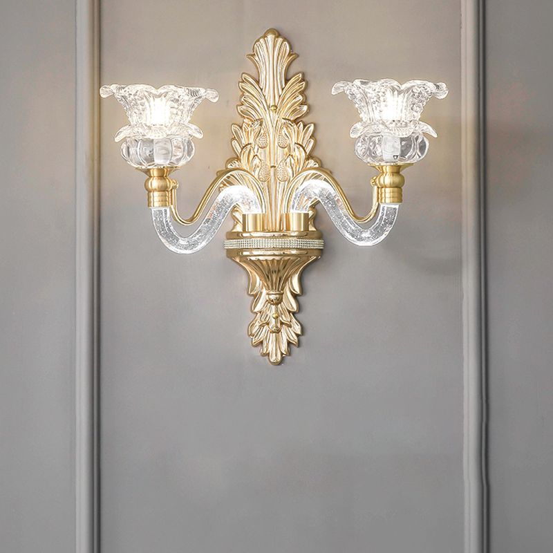 Golden 1/2-Light Modern Wall Mounted Sconce LED Crystal Wall Light