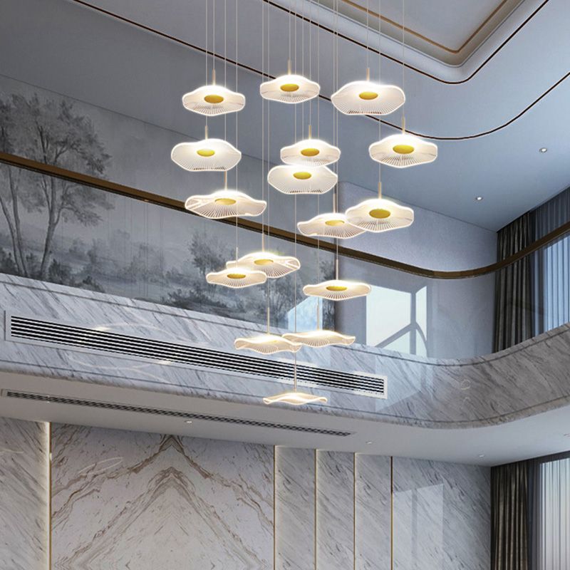 Modern Special Shape Pendant Clear Acrylic Hanging Ceiling Light for Spiral Stair