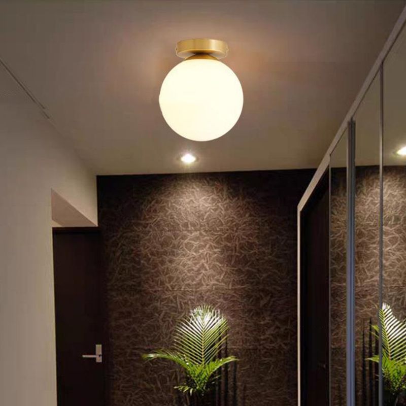 Contemporary Glass Ceiling Light Golden Flush Mount Lighting for Bedroom