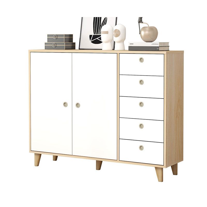Contemporary Side Board Engineered Wood Sideboard with Oak Wood Leg for Dining Room