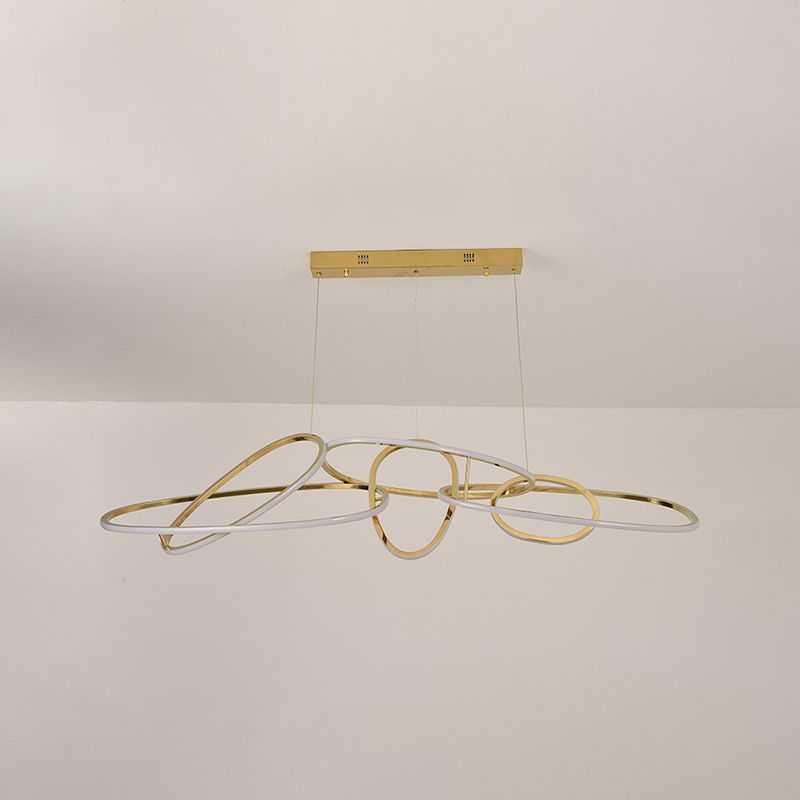 Strip Shape Island Lamp LED Island Hanging Light with Silica Gel Shade for Dining Room