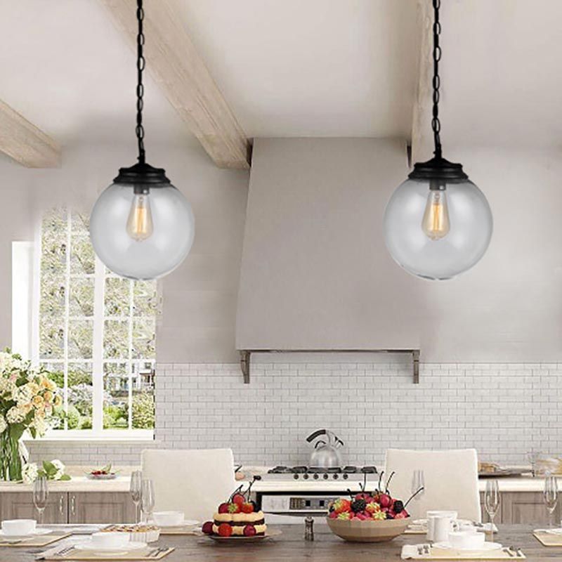 Lampada a sospensione singola in ferro laccata nella luce a sospensione in vetro in stile in stile conciso industriale