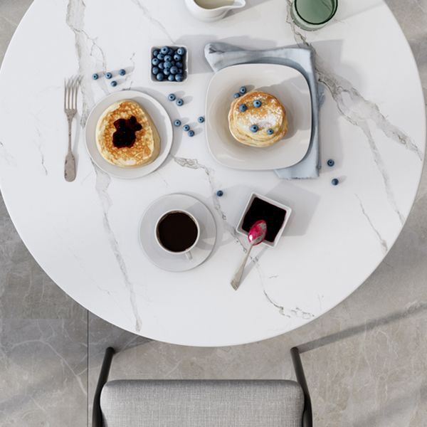 Metal Modern Round Dining Table Sintered Stone Top Table for Dining Room and Kitchen