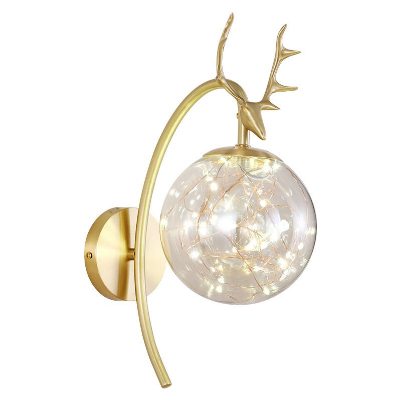 Lampade a parete in vetro trasparente globo a 1 luce moderna a montaggio a parete per soggiorno