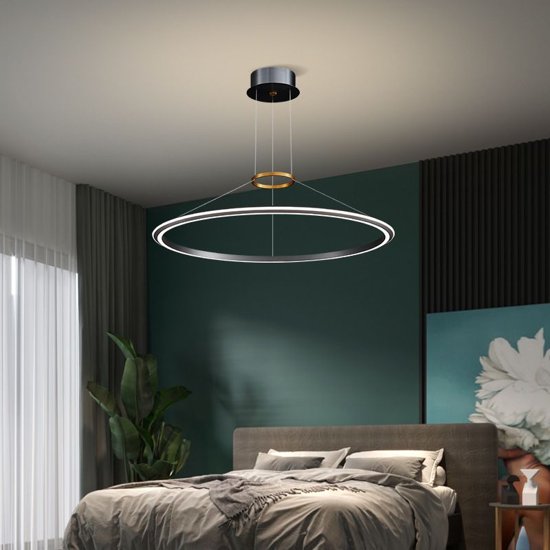 Modern Aluminum Chandelier Multi-Layer Circle 2 Lights Chandelier Pendant Lamps for Living Room