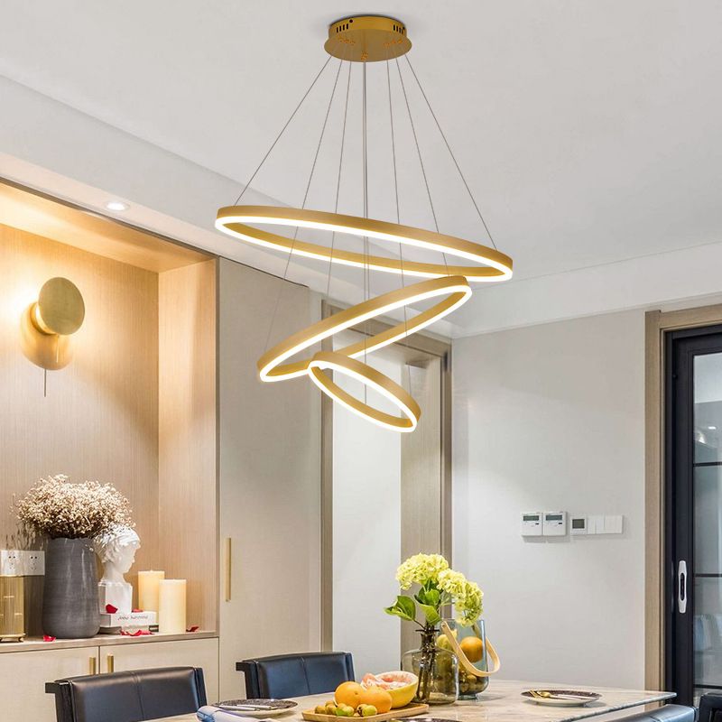 Anillo de 3 luces Luz de techo colgante de lámpara de lámpara de metal de estilo moderno