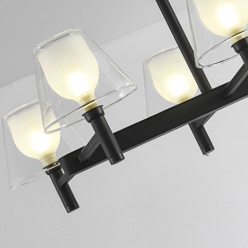 Industrial Island Light Glass Pendant Lighting Fixture for Dining Room