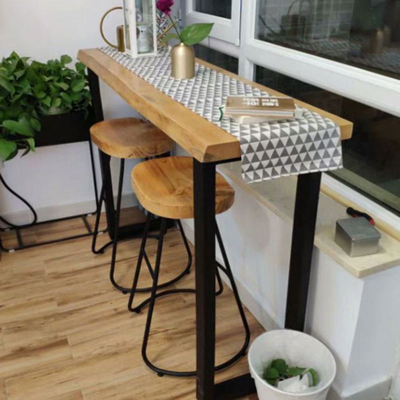 Industrial Style Solid Wood Pub Dining Set 1/2/4/6 Pcs Rectangular Pub Set for Home