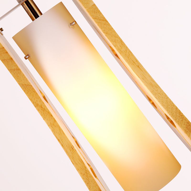 Hollowed-out Wooden Multi Pendant Light Minimalist 3-Bulb Beige Hanging Light for Dining Room