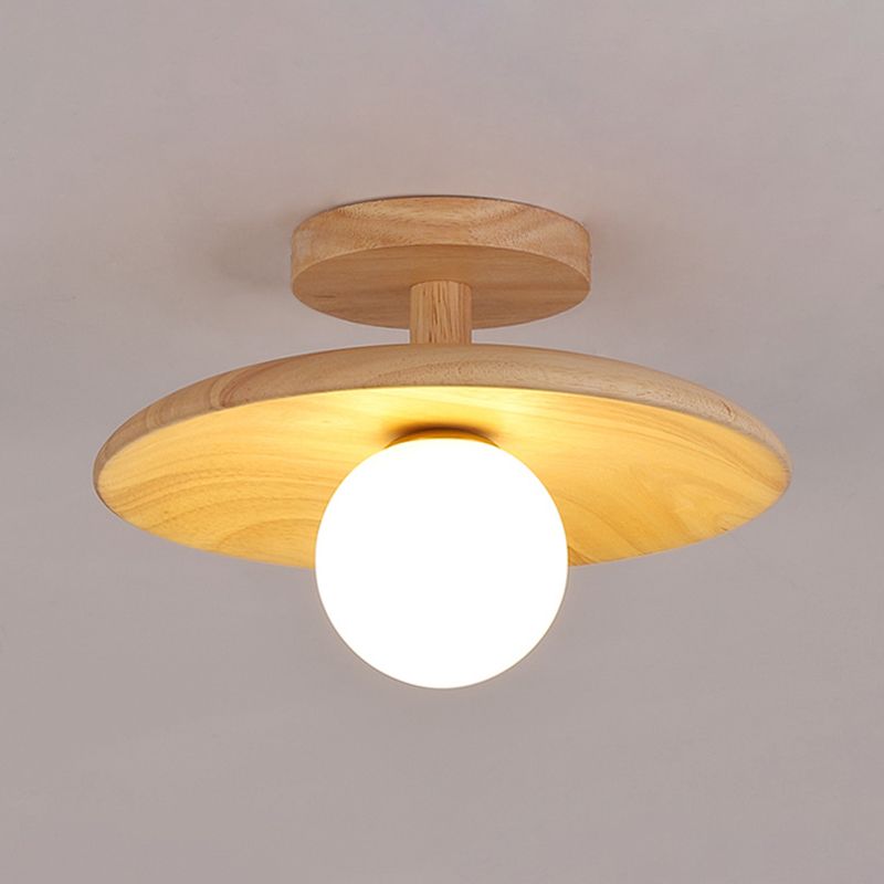 Japanese Style Wooden Ceiling Light Circle Shape Ceiling Lamp for Bedroom